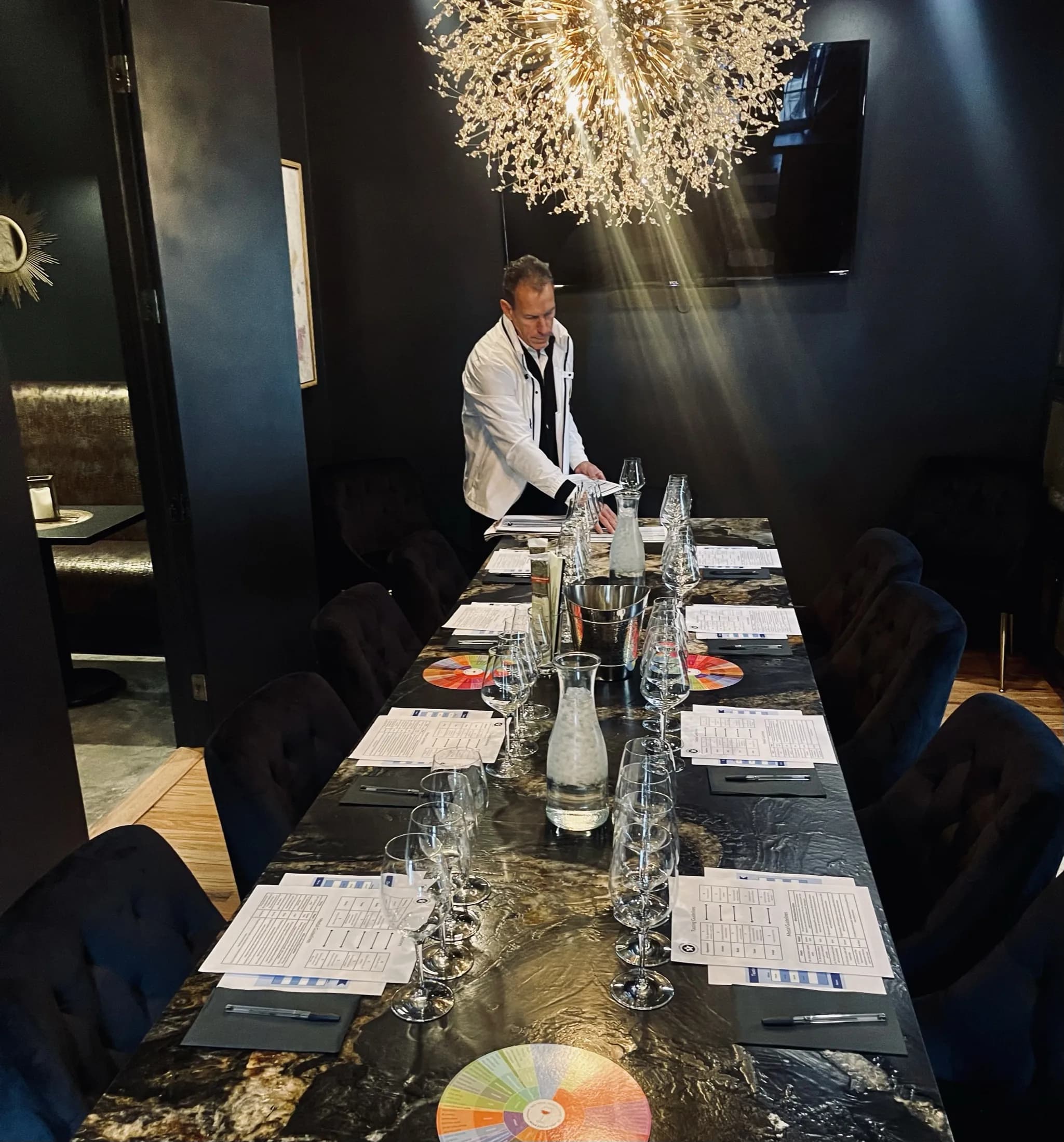 A refined tasting space set for guests.